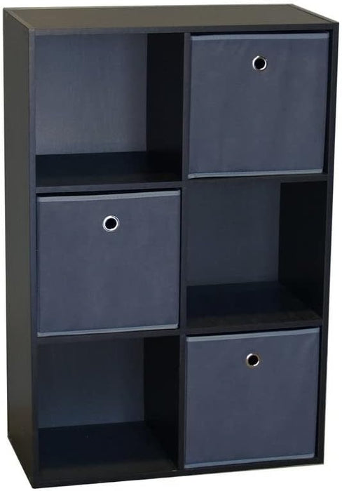 Proman Products 6 Cube Storage Organizer Bookcase, 36" H x 24" W x 12" D, Black - new
