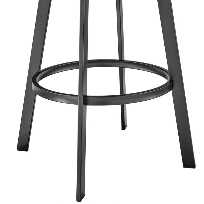 Armen Living Chelsea 25" Counter Height Swivel Bar Stool in Black Finish and Black Faux Leather - new