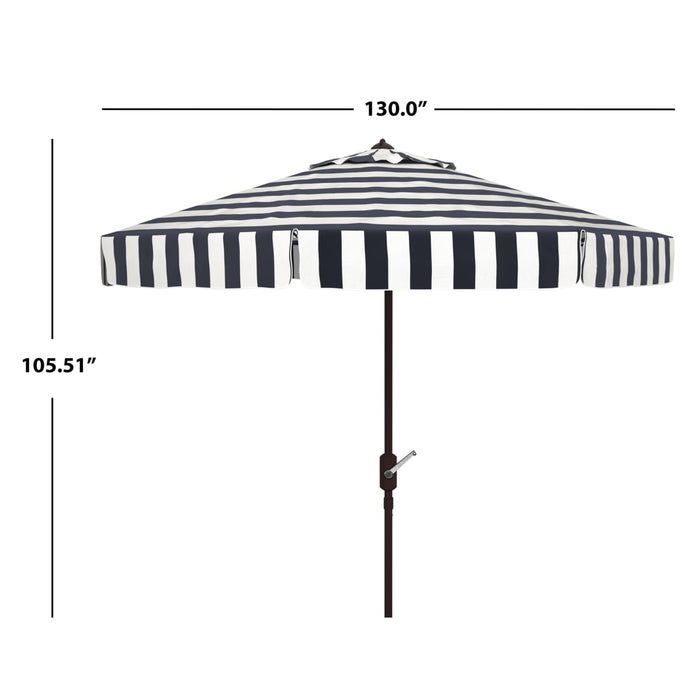 Safavieh Elsa 11' Market Crank Round Patio Umbrella, Black/White - open_box