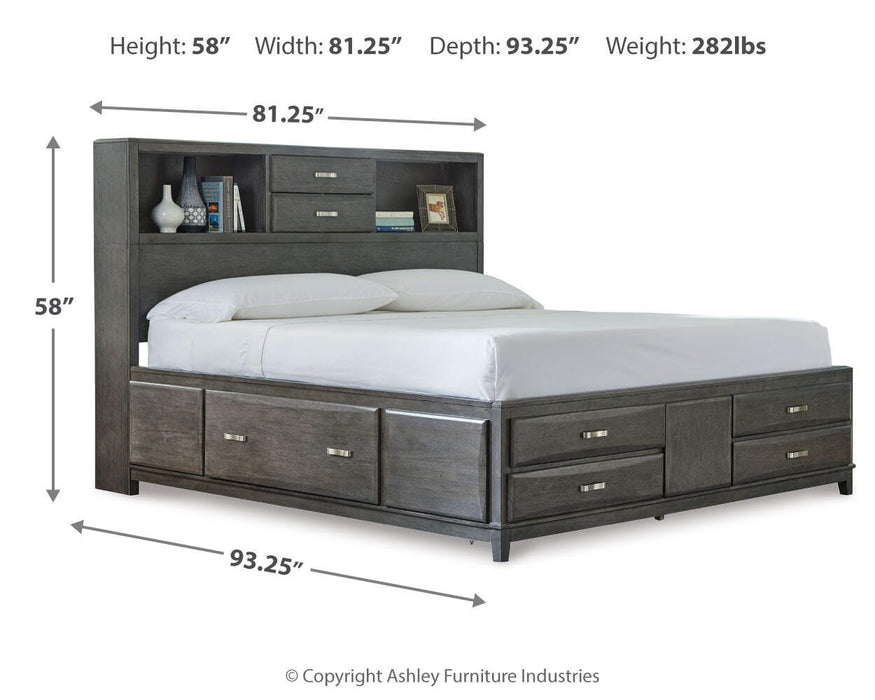 Caitbrook Gray Caitbrook King Storage Bed with 8 Drawers