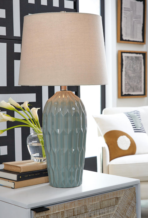 Hadbury Pale Blue/Teal Ceramic Table Lamp (Priced Per Item, Must Order 2, 4, 6, or 8)