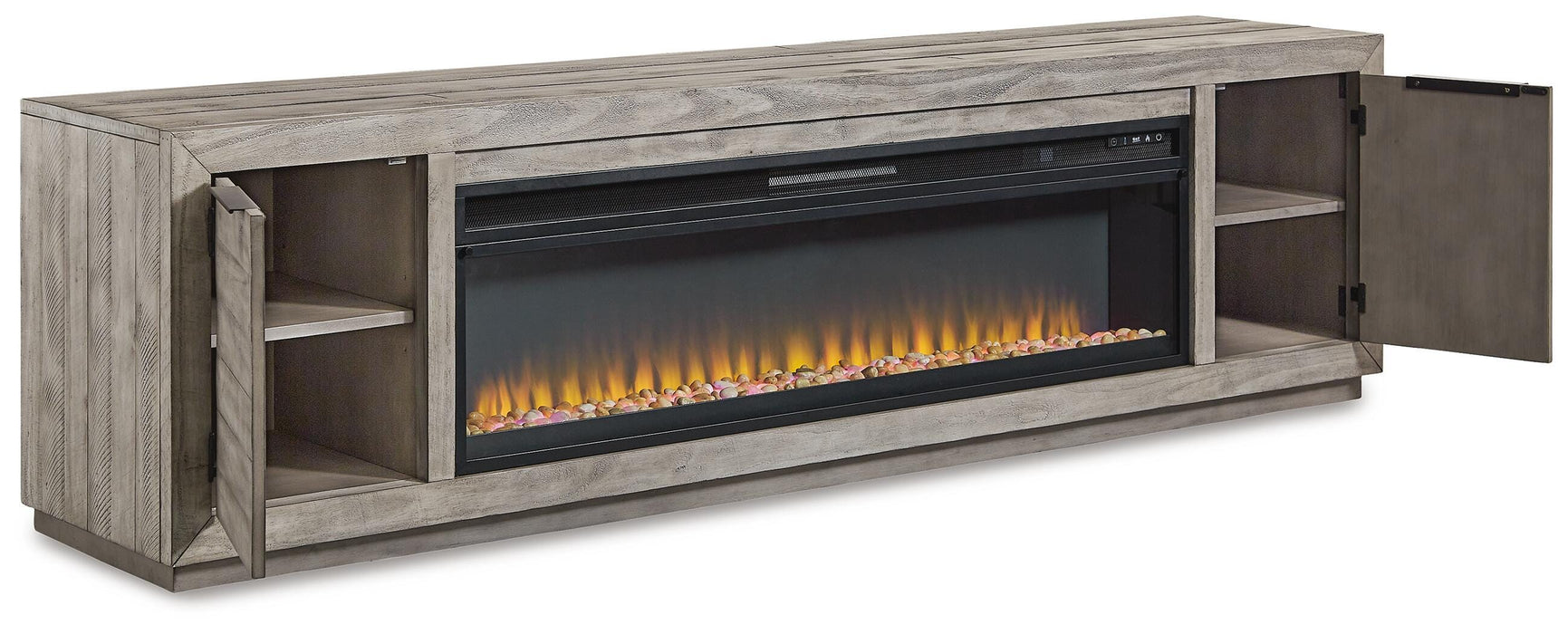 Naydell Gray Naydell 92" TV Stand with Electric Fireplace