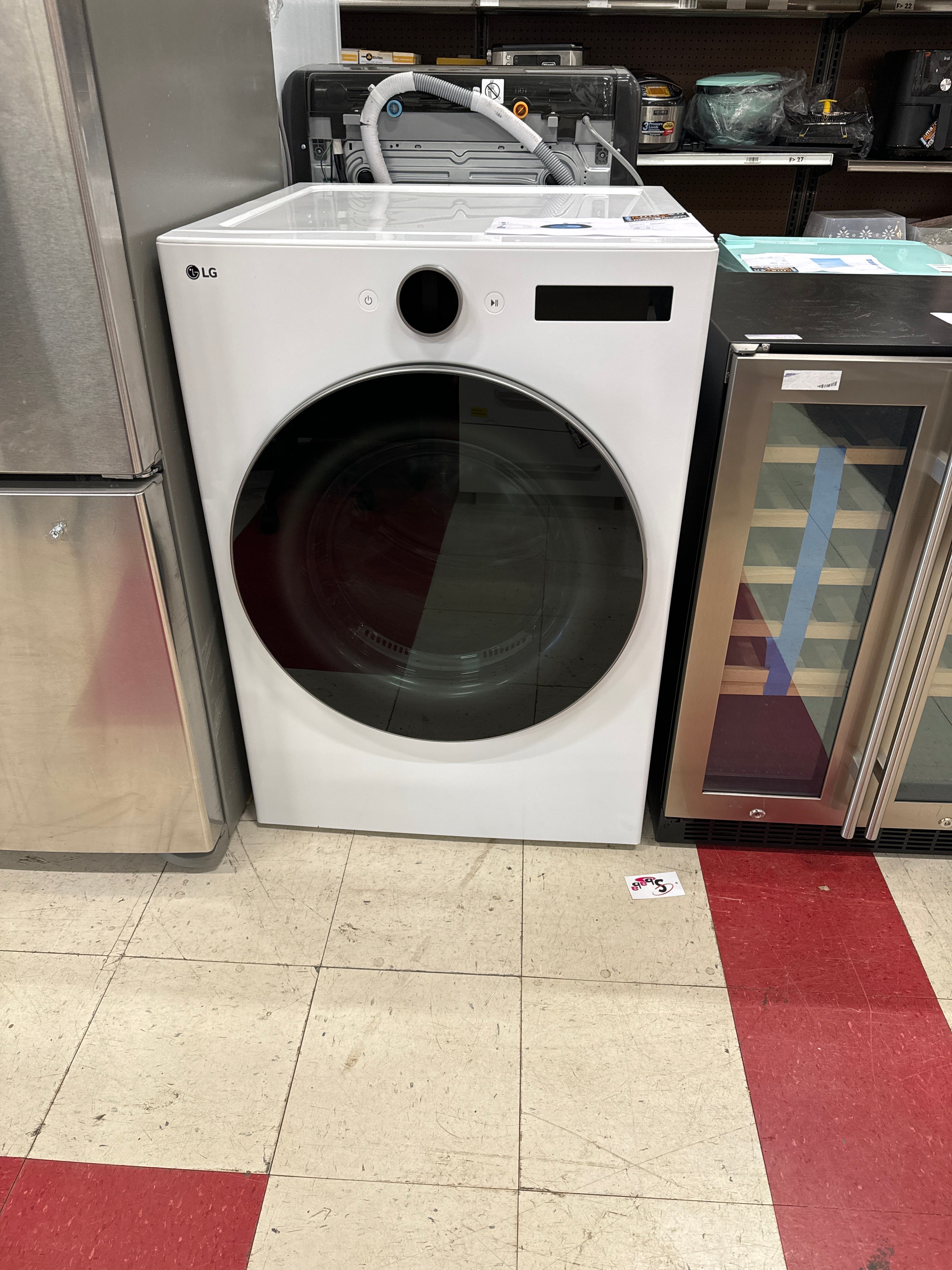 LG - 7.4 Cu. Ft. Smart Electric Dryer with Steam and Sensor Dry - White - display_model