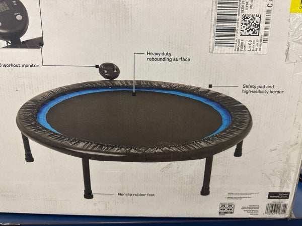 Athletic Works Circuit Trainer Trampoline with Steel Frame, Monitor and Adjustable Incline, 36"Dx12"H, 14 lbs., Black - new