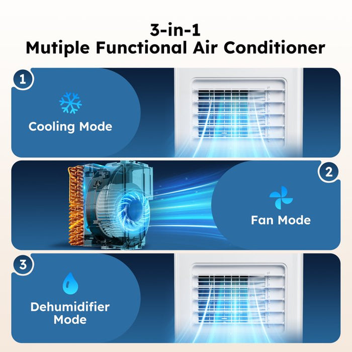MF Studio 8000BTU ASHRAE Portable Air Conditioner with APP/Remote Control, 3-in-1 Standing AC with Cooler, Dehumidifier, Fan, Covers up to 350 Sq. Ft - new