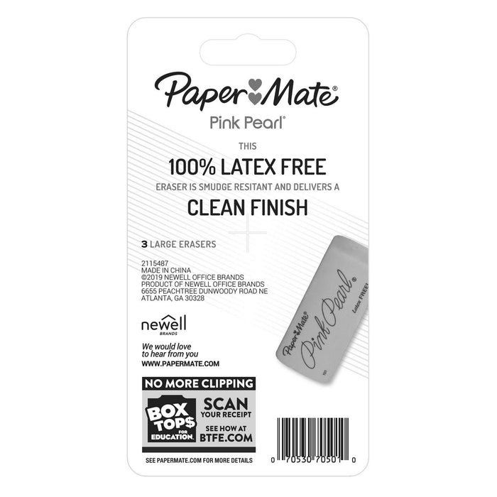 Paper Mate Pink Pearl Erasers, Large, 3 Count - new