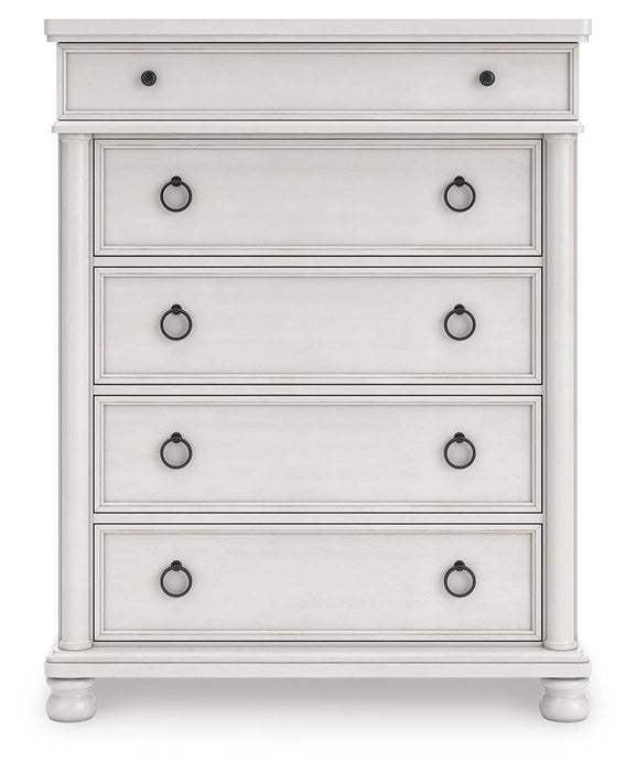 Chadworth Antique White Five Drawer Chest