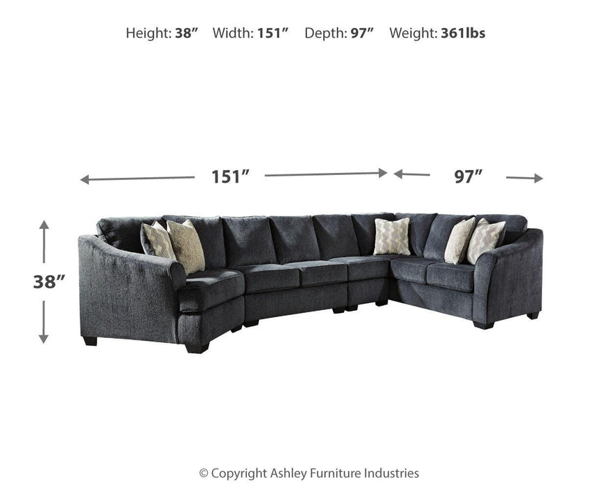 Eltmann Slate Eltmann 4-Piece Sectional with Cuddler