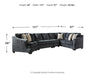 Eltmann Slate Eltmann 4-Piece Sectional with Cuddler