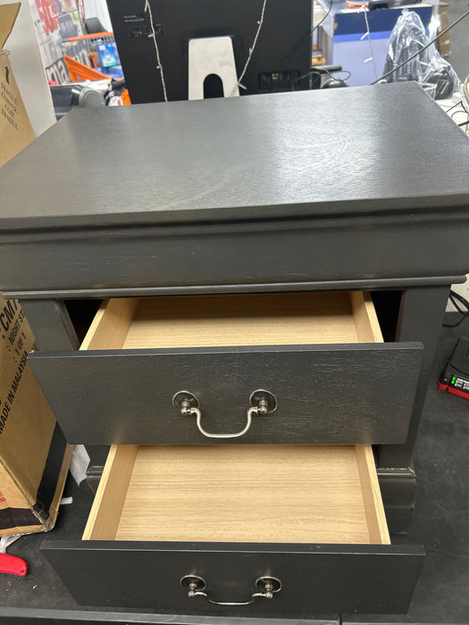 Traditional 2-Drawer Nightstand with Metal Handles, Fully Assembled, 21" L x 15" W x 24" H -