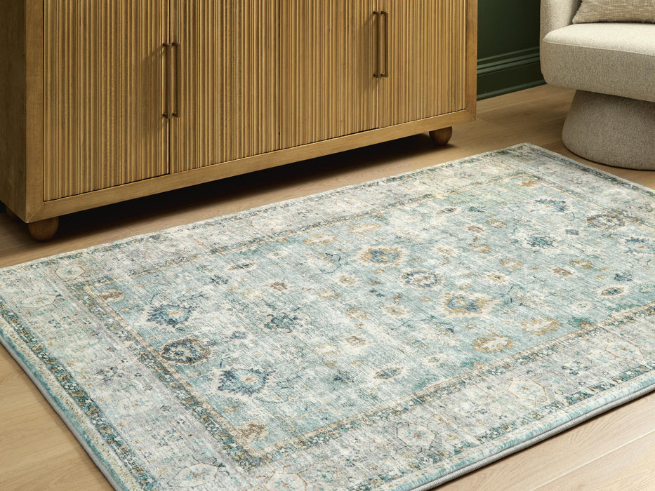 Ladstoney Teal/Beige/Ochre Memory Foam Medium Rug