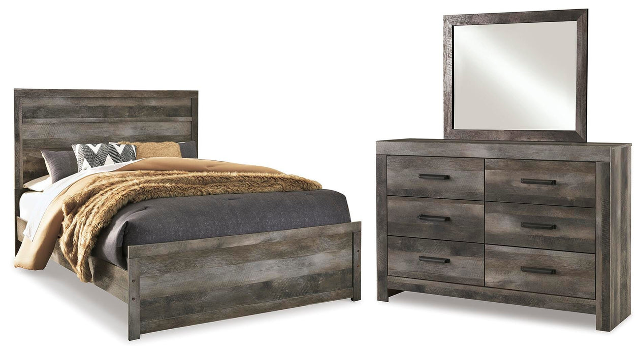 Wynnlow Gray Wynnlow Queen Panel Bed with Mirrored Dresser