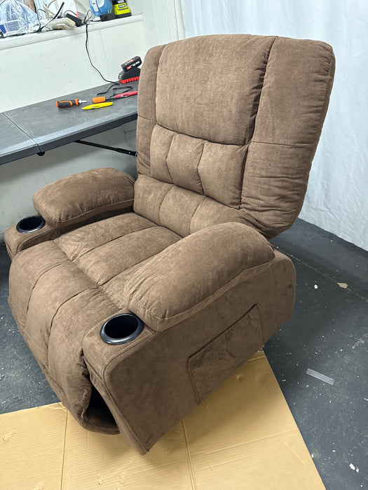 JONPONY Massage Swivel Rocker Recliner Chair with Vibration Massage and Heat Ergonomic Lounge Chair for Living Room with Rocking Function and Side Pocket, 2 Cup Holders, USB Charge Port,Brown - new