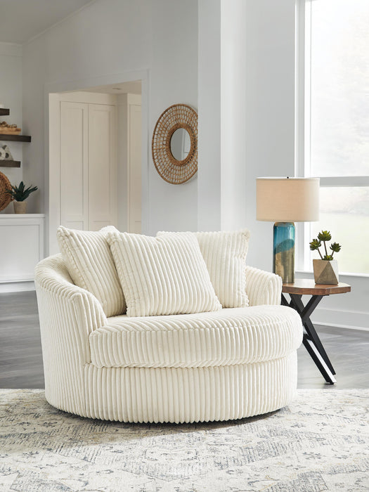 Lindyn Ivory Oversized Swivel Accent Chair