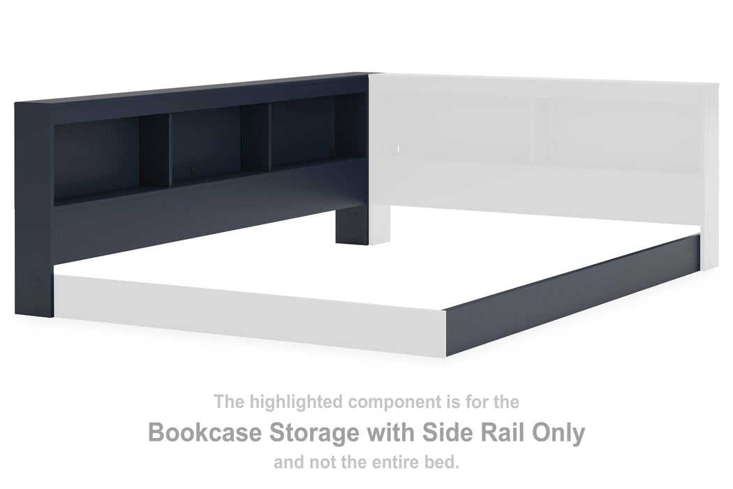 Simmenfort Navy Blue Bookcase Storage w/Side Rail