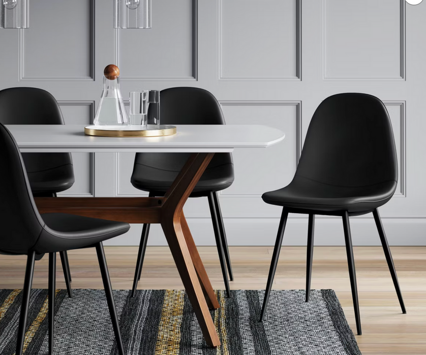 2pk Copley Dining Chairs Faux Leather Midnight Black - Threshold™: Upholstered, Metal Legs, Mid-Century Modern