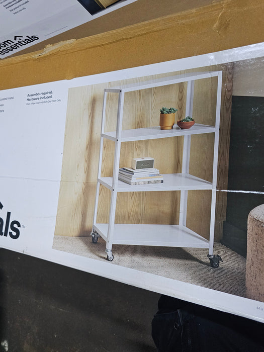 Small 44" 3 Shelf Rolling Metal Bookcase Chalk White - Room Essentials™