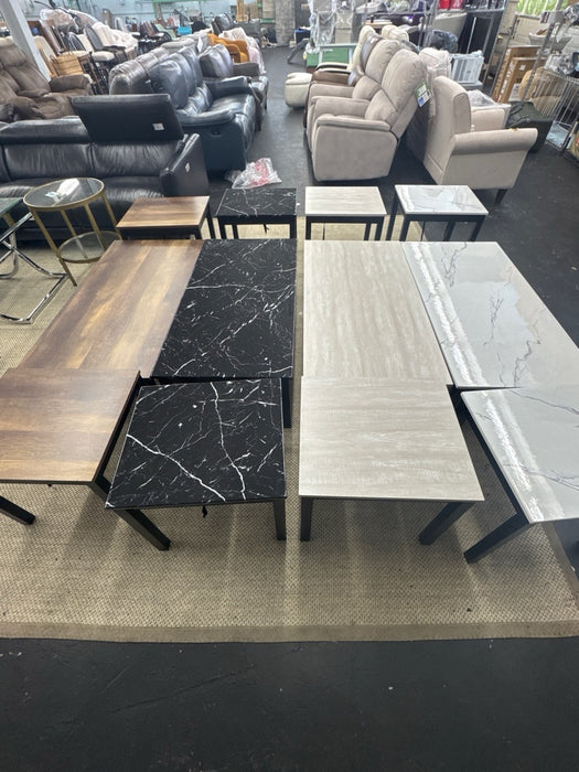 FM42900LG-3PK 3 pc Findlay black finish wood faux wood finish top coffee and end table set - new