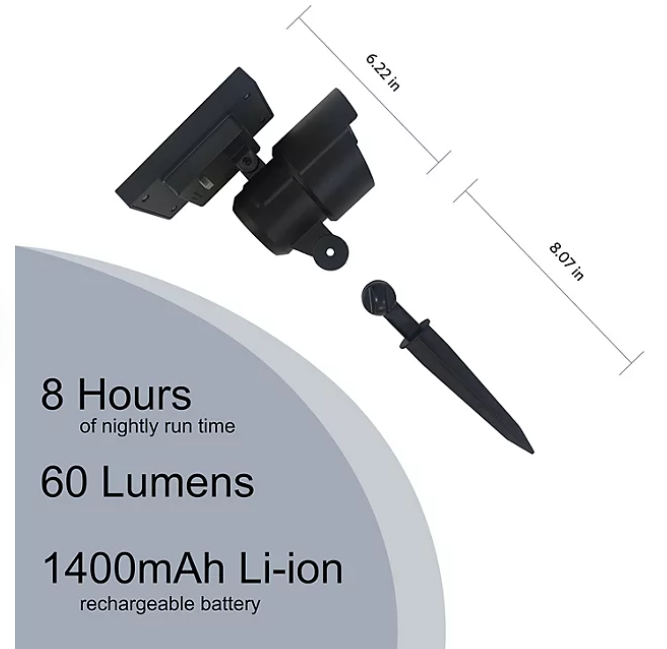 Member's Mark Matte Black LED Solar Spot Lights, 2-pack - open_box