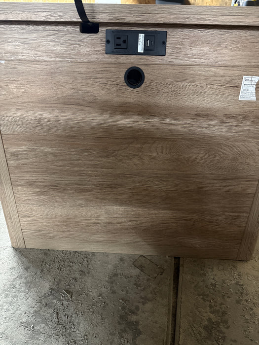 My Texas House Monroe 3 Drawer Nightstand with USB, Brushed Oak Finish - new