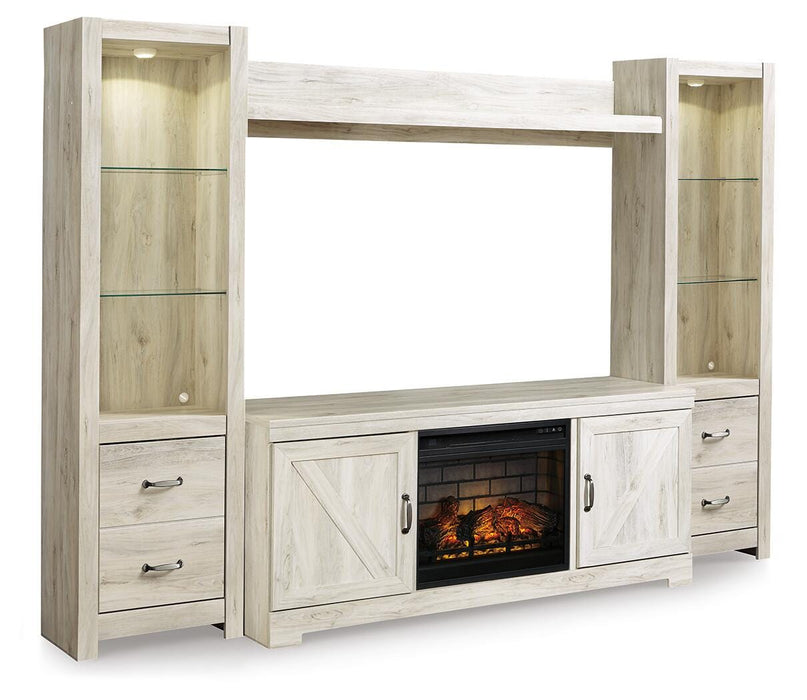 Bellaby Whitewash Bellaby 4-Piece Entertainment Center with Electric Fireplace