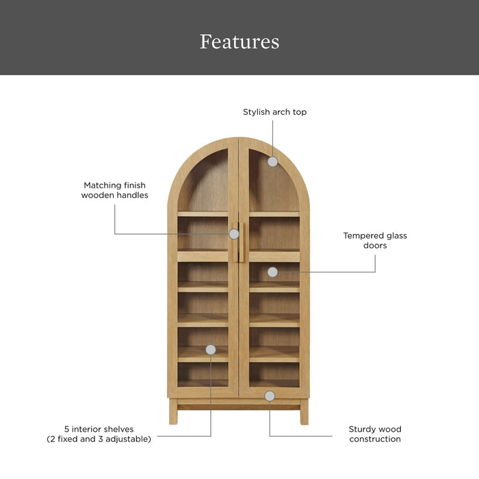 Better Homes & Gardens Juliet Arch Cabinet, Light Honey Finish - new