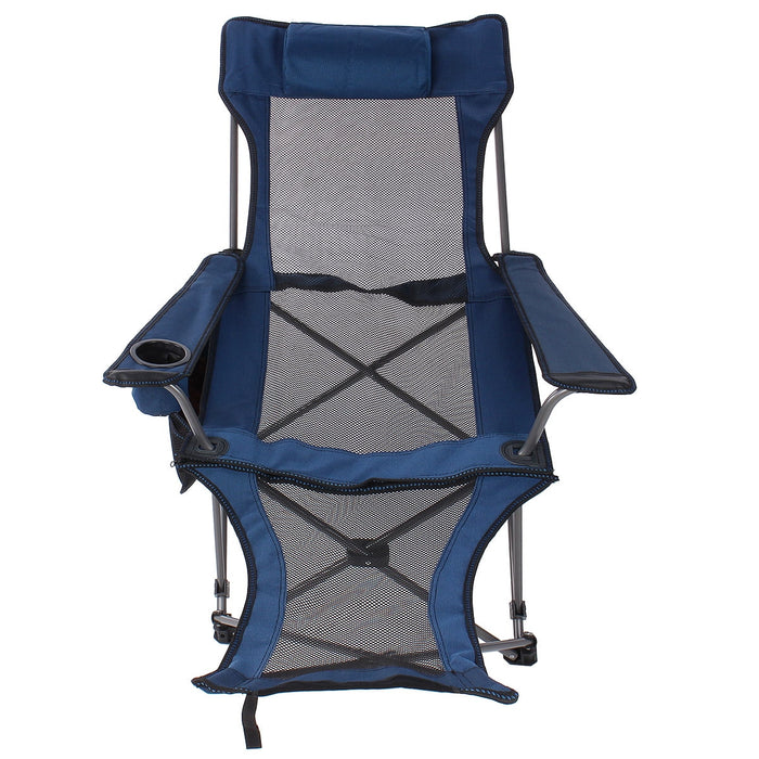 Camping Lounge Chair Portable Reclining Camping Chair Folding Camping Chair with Footrest,Headrest & Storage Bag,Mesh Recliner with Backpack, 300lbs Weight Capacity - display_model