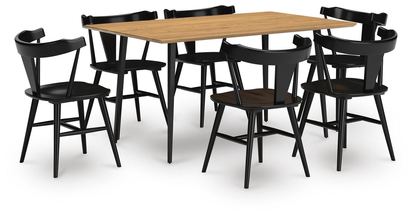 Gretlynn Black/Natural Gretlynn Dining Table and 6 Chairs