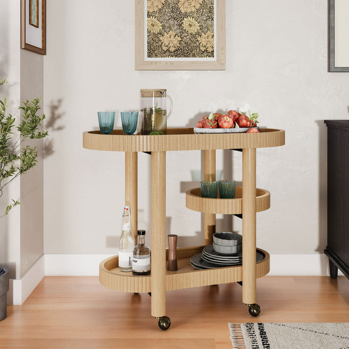Beautiful Drew Bar Cart by Drew Barrymore, Warm Honey - open_box