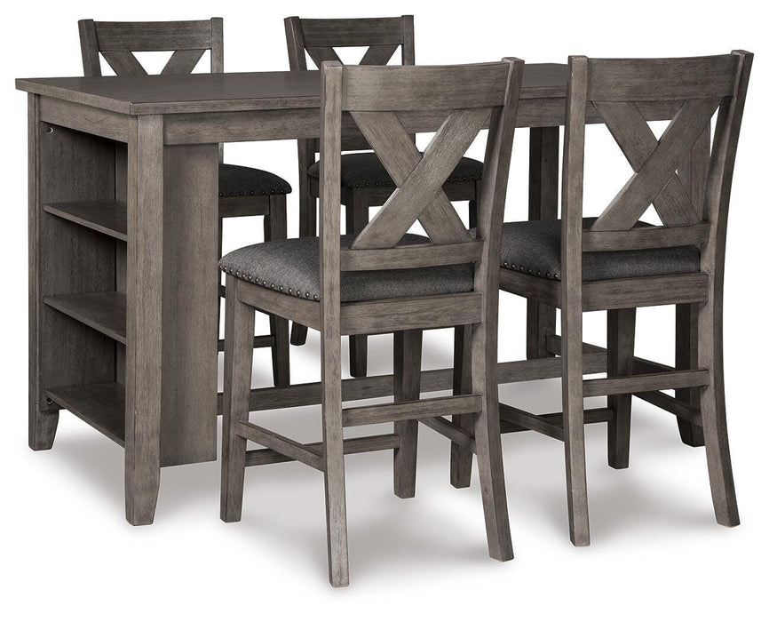 Caitbrook Gray Caitbrook Counter Height Dining Table and 4 Barstools