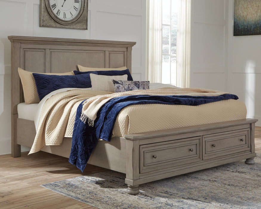 Lettner Light Gray Lettner Queen Panel Storage Bed