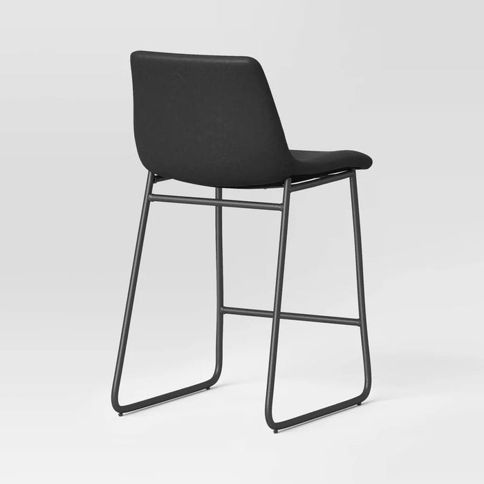 (SET OF 2) Bowden Faux Leather Counter Height Barstool Dark Gray - Threshold: Upholstered, Metal Legs - new