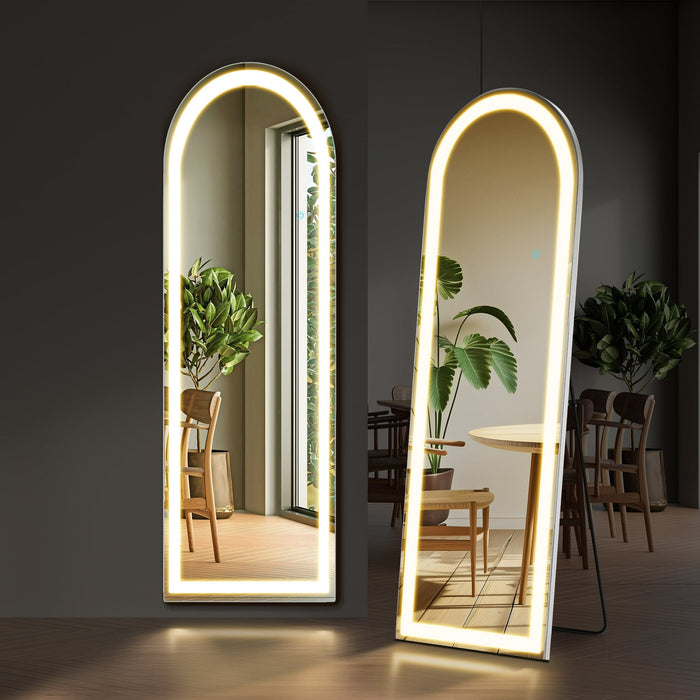 CONCETTA 71"x 26" Arched Full Length LED Floor Mirror , 3 Light Modes for Bedroom and Cloakroom - new
