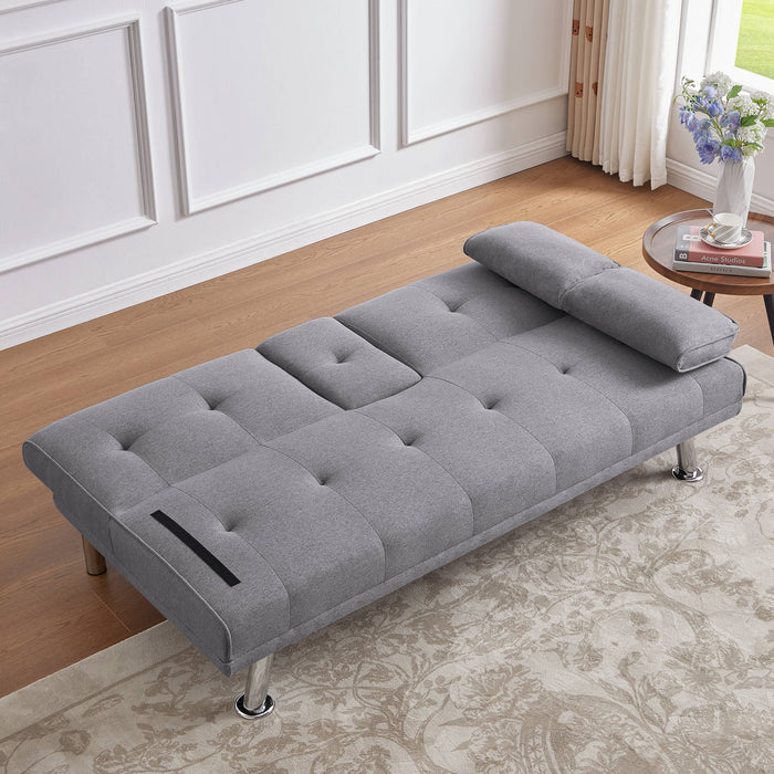 GJQ Convertible Futon Sofa Bed, Modern Folding Sofa Couch for Living Room Adult(Linen,Light Grey) - new
