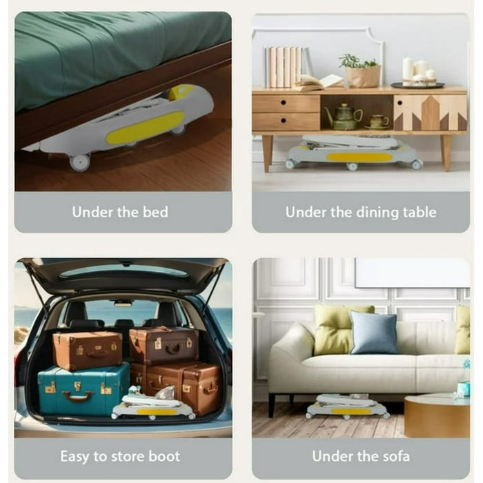 LHUAI 6-in-1 Baby Walker With Wheels, Bouncer, Removable Footrest, Feeding Tray & Music, Foldable & Adjustable Activity Walker For Boys And Girls, Toddler Infant, Grey - new