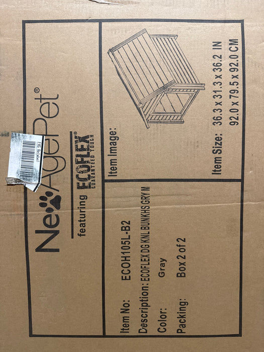 New Age Pet ECOFLEX Bunk Style Dog House, Large, Weatherproof and Easy to Clean, Elevated Floor for Ventilation, Quick Assembly, for Pets Up to 80lbs - open_box