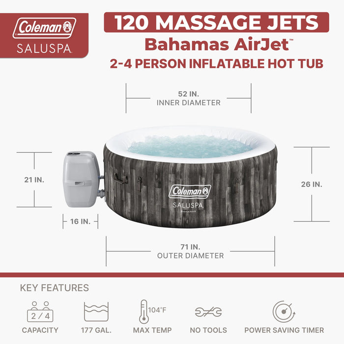 Coleman SaluSpa Bahamas AirJet 2-4 Person Circle Inflatable Hot Tub with Pump #P08411 - use_like_new