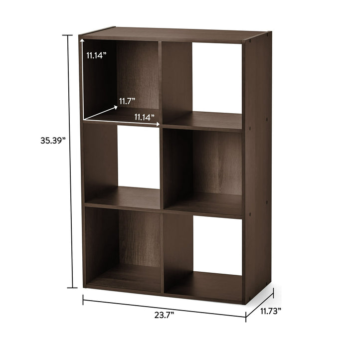 Mainstays 6 Cube Storage Organizer, Espresso - new