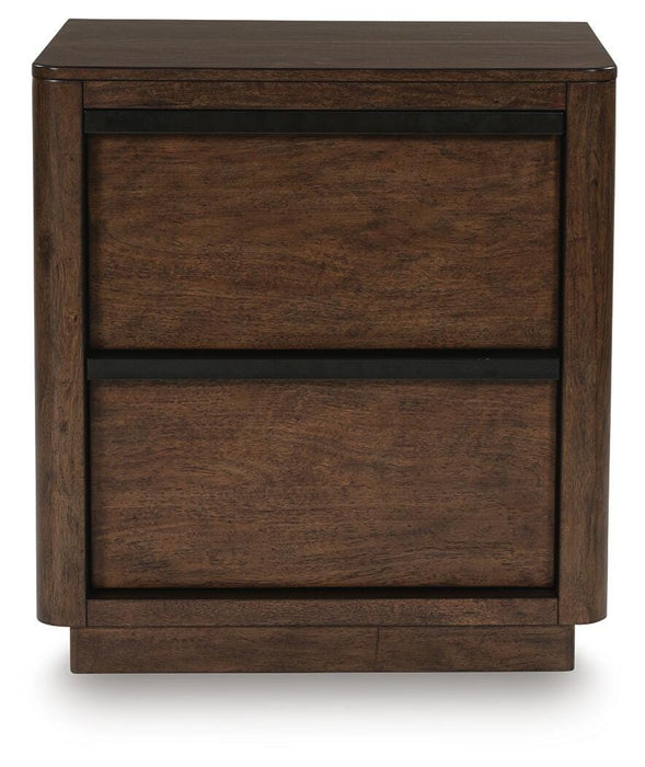 Kendamor Dark Brown Two Drawer Night Stand