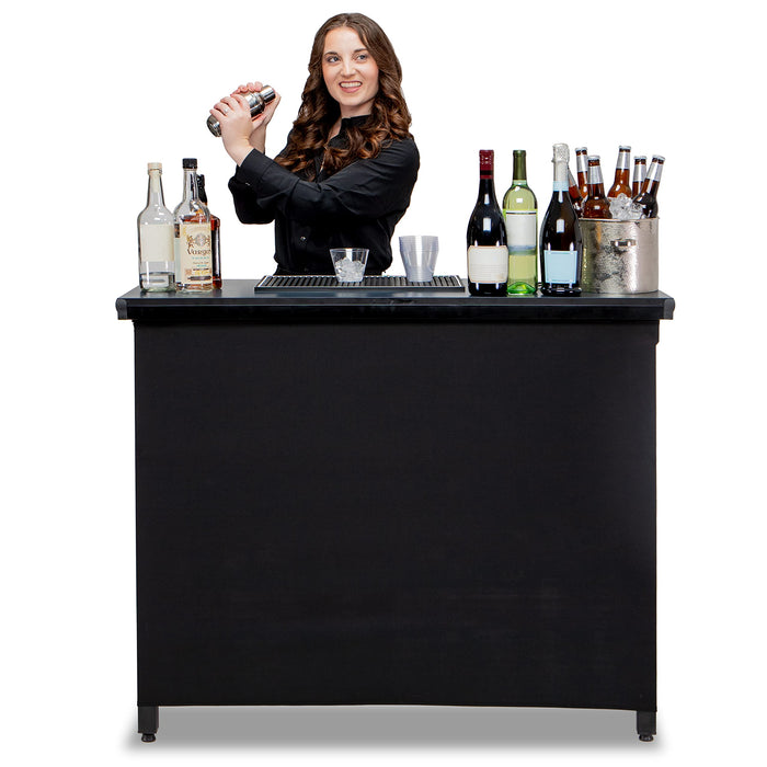 GoBar PRO Commercial Grade Portable Bar Table - Mobile Bartender Station for Events - Includes Black Skirt and Carry Case - Standard or LED, 45 x 18 x 38 - new