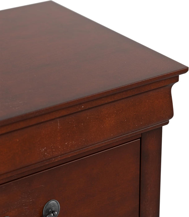 Furniture of America Arabella Traditional Solid Wood Nightstand with Drawers and Antique Nickle Handles, Small Bedside Table, No Assembly Wooden Night Stand for Bedroom, Guest Room, Dorm, Cherry -