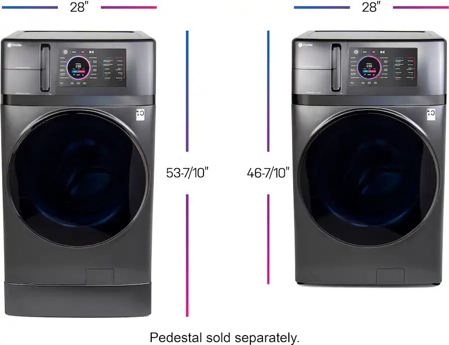 GE Profile - UltraFast 4.8 Cu. Ft. High-Efficiency Smart Front Load Washer and Electric Dryer Combo with Ventless Heat Pump - Carbon Graphite - new