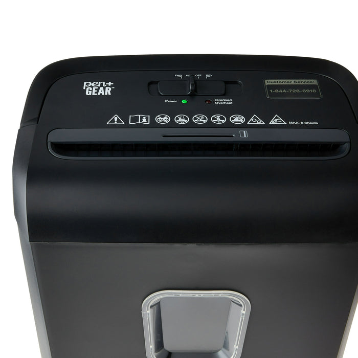 Pen+Gear 6-Sheet Micro-cut Paper/Credit Card Shredder with 3.4 Gallon Bin, Black,Home and Office use - used_good