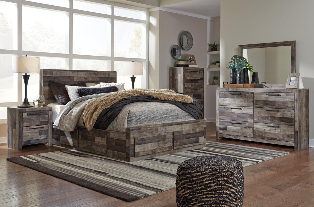 Derekson Multi Gray Derekson Queen Panel Bed with 6 Storage Drawers