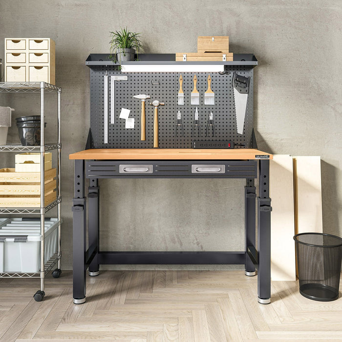 Seville Classics UltraHD Height Adjustable Lighted Work Center, 45"W x 22"D x 50.75-64"H - new