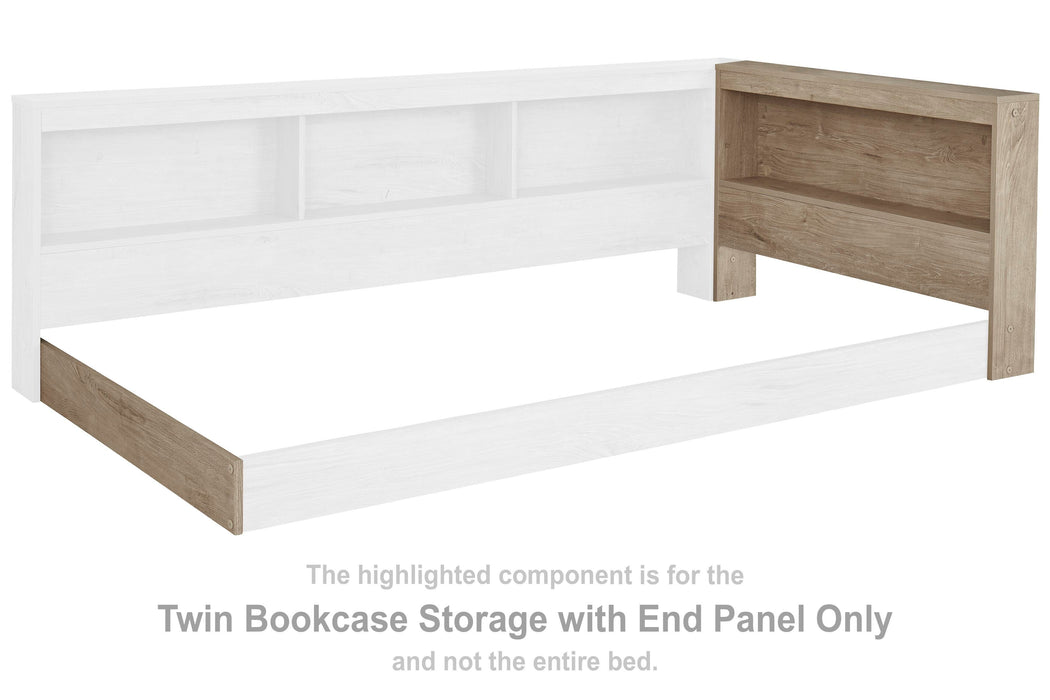 Oliah Natural T Bookcase Storage w/End Panel
