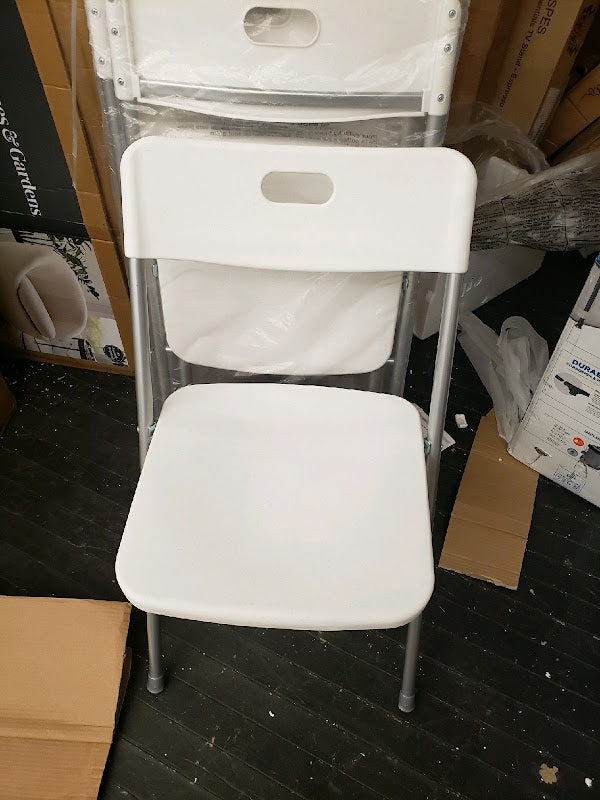 Mainstays Resin Seat & Back Folding Chair, White, 4-Pack - open_box