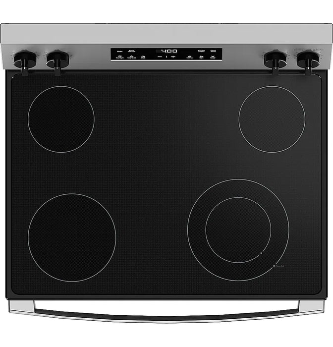 GE - 5.3 Cu. Ft. Freestanding Electric Range with Steam Cleaning and 4 Burner Radiant Cooktop - Stainless Steel - new