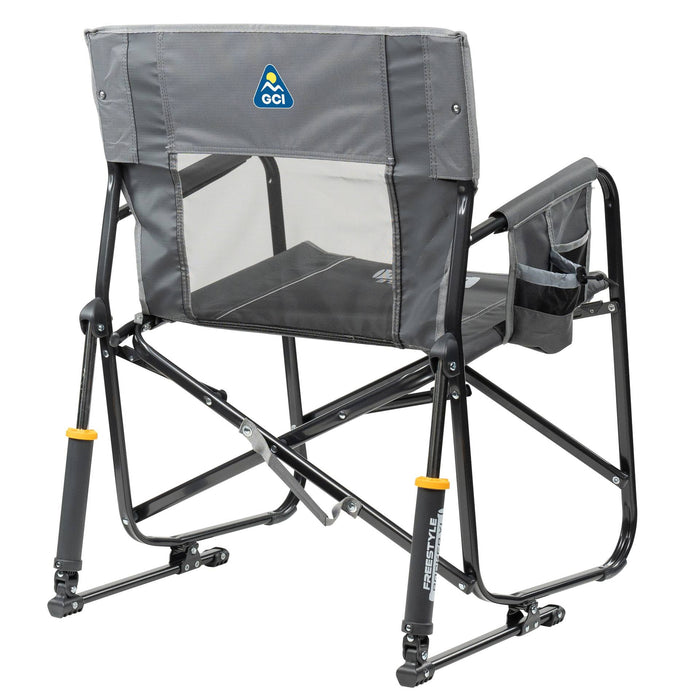 GCI Outdoor Freestyle Rocker XL Oversized Foldable Rocking Camp Chair, Pewter - new