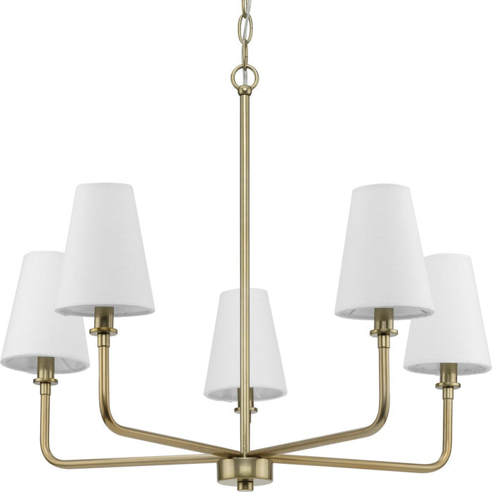 Avec Payton Collection 5-Light Contemporary Champagne Bronze Chandelier with White Fabric Shades - new